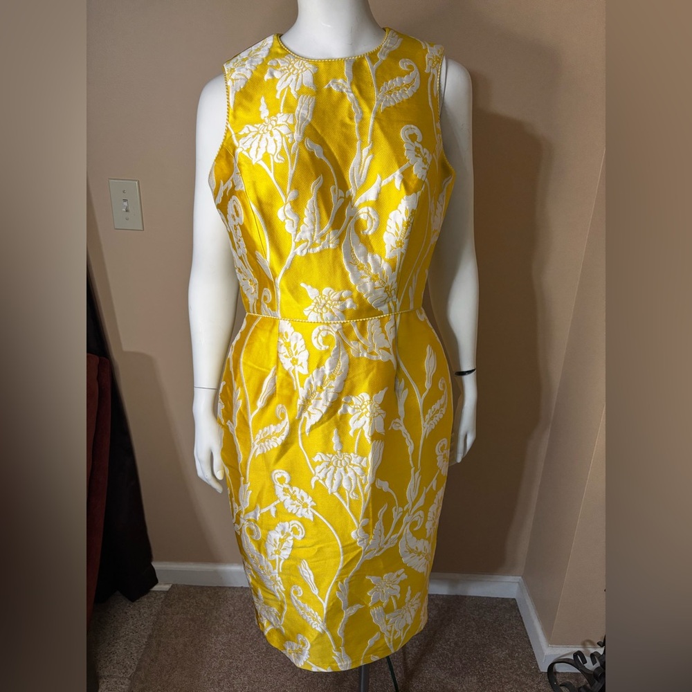 Wayne Clark Elegant Yellow and White Floral Midi Dress